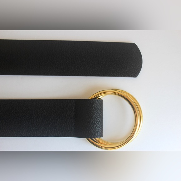 Black and Gold Vegan Belt Small Medium B-Low the Belt, Long 2” Wide Camille Wrap - Picture 6 of 9